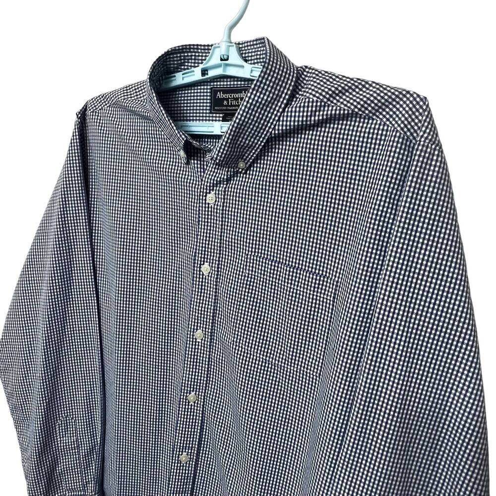Abercrombie & Fitch Muscle Shirt mens XL blue/ white check button down - Picture 3 of 6